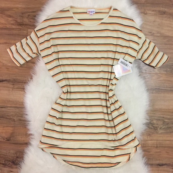 LuLaRoe Tops - NWT LuLaRoe striped Irma tunic ribbed yellow XXS